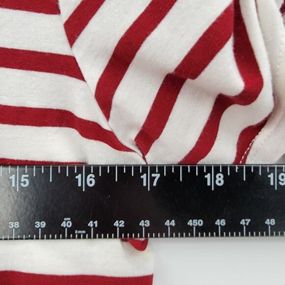 Green Envelope Los Angeles‎ Women's Striped Curved Hem Short Sleeve T-Shirt - Picture 8 of 8